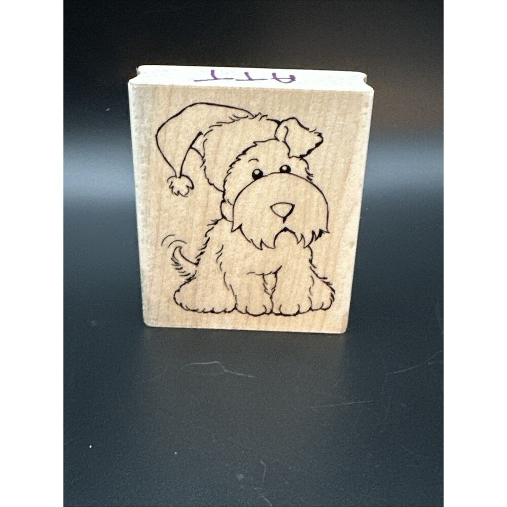 Stampendous Santa Pup v315 Christmas Stamp Schnauzer puppy Dog